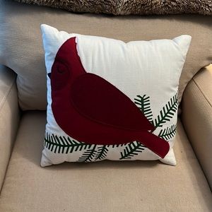 Christmas holiday, red cardinal pillow